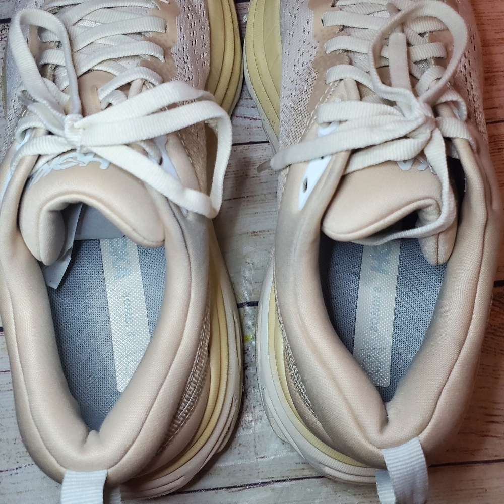 Hoka Womens 8B Bondie 8 Shifting Sand/Eggnog Athletic Running Shoes Sneakers - Picture 9 of 11